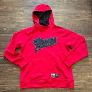AND1 Basketball Hoodie Red Pullover Logo Sweatshirt Mens Large Streetwear